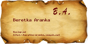Beretka Aranka névjegykártya